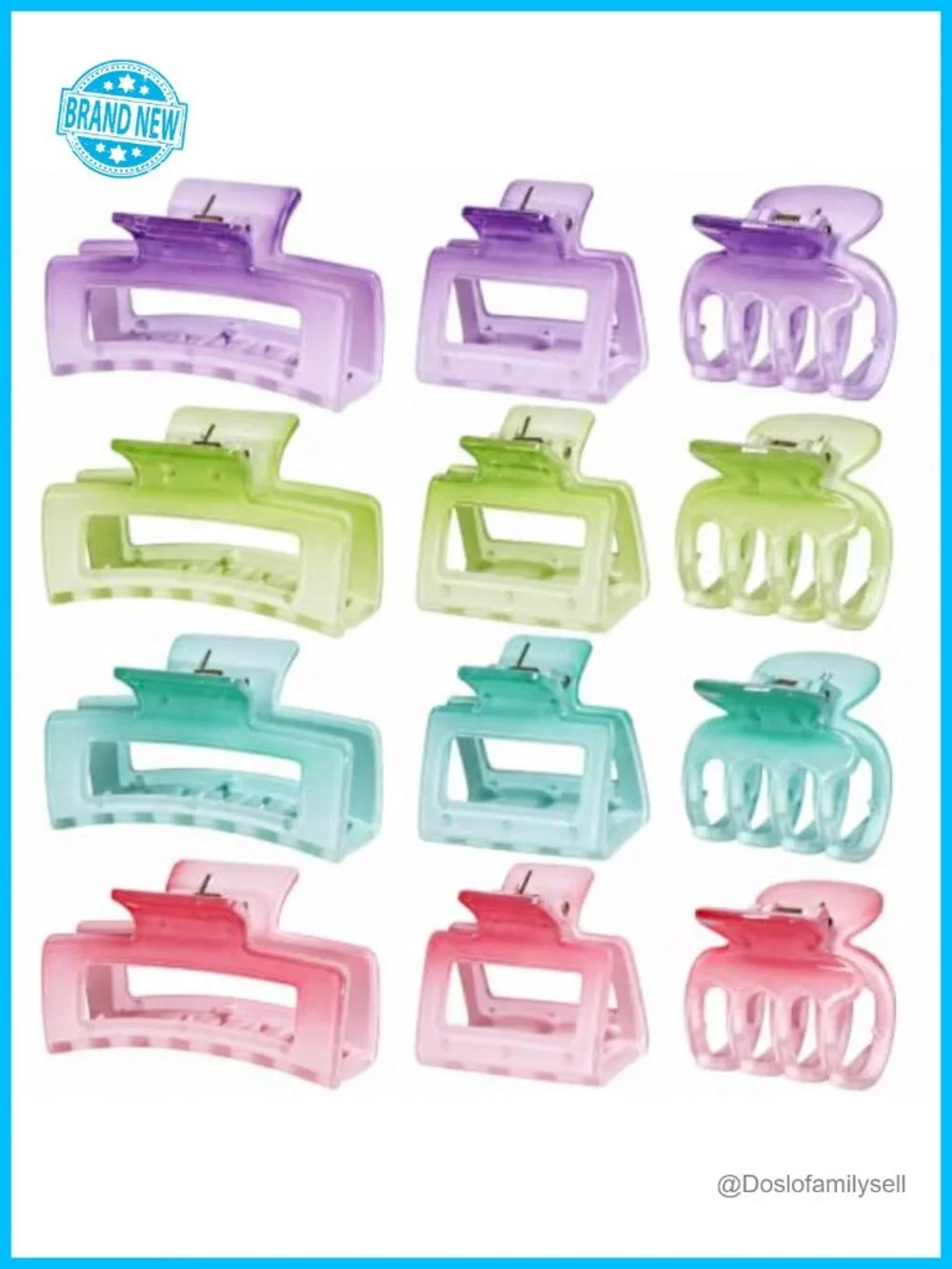 12 Pcs Hair Claw Clips Set - Durable Plastic Spring Clips for All Hair Types